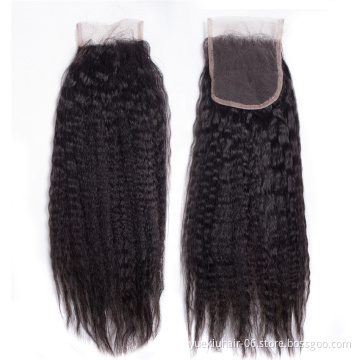 CELIE Cuticle Aligned Raw Virgin Hair Factory Price 4x4 Kinky Straight Thin Lace Frontal Closure